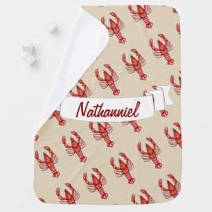 Watercolor Louisiana Cajun Crawfish - Personalized Receiving Blanket
