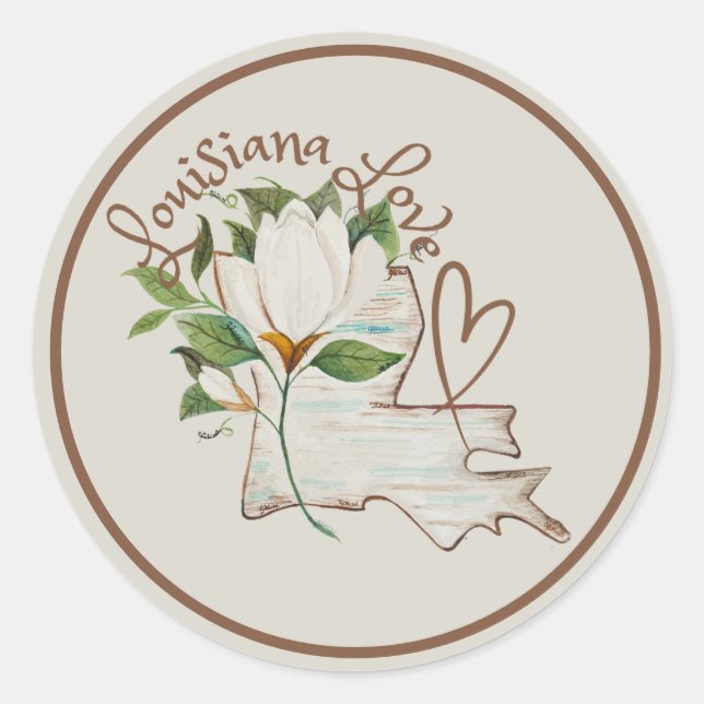 Watercolor Louisiana State Classic Round Sticker (Front)