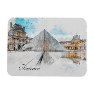 Watercolor Louvre Magnet – Paris France Travel