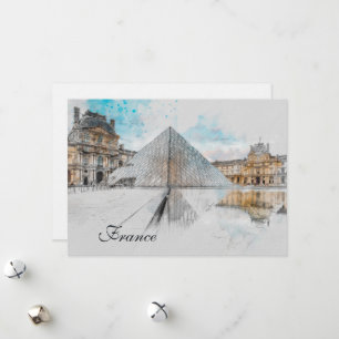Watercolor Louvre Noël Greeting Card – Elegant