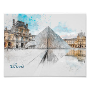 Watercolor Louvre Paris Art Print – French Decor