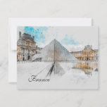 Watercolor Louvre Paris France Holiday Card | Art