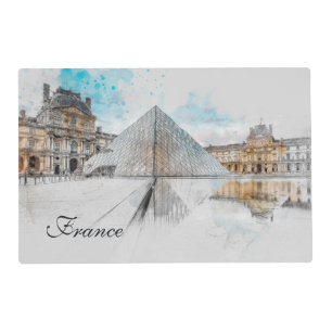 Watercolor Louvre Paris France Placemat – Artistic