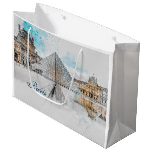 Watercolor Louvre Paris Gift Bag – Elegant French