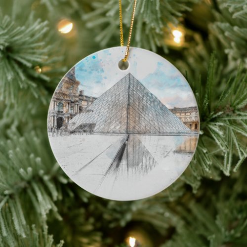 Watercolor Louvre Paris Ornament – French Landmark