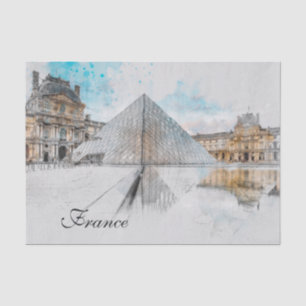 Watercolor Louvre Paris Tissue Paper – Elegant  