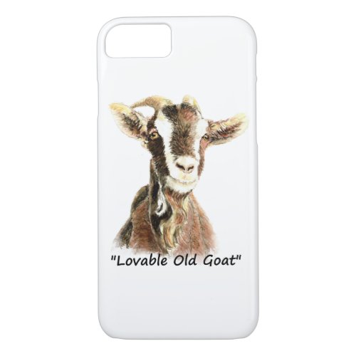 Watercolor Lovable Old Goat  Farm Animal art iPhone 87 Case