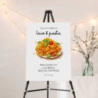 Watercolor Love And Pasta Bridal Shower Welcome