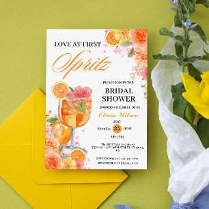 Watercolor Love at First Spritz Bridal Shower Invitation