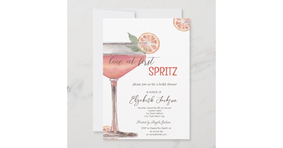 Watercolor Love at First Spritz Invitation | Zazzle