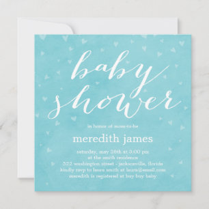 Watercolor Love Baby Shower Invitation - Blue