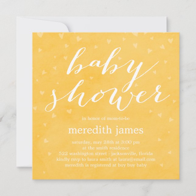 Watercolor Love Baby Shower Invitation - Lemon (Front)