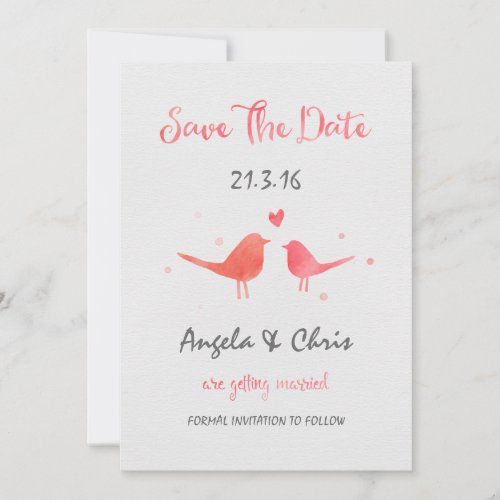 Watercolor Love Birds Save the Date