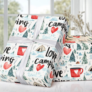 Watercolor Love Camping Travel Illustration Wrapping Paper