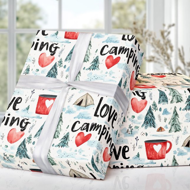 Watercolor Love Camping Travel Illustration Wrapping Paper (Watercolor Love Camping Travel Illustration Wrapping Paper)