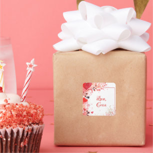 Watercolor Love Custom Square Sticker