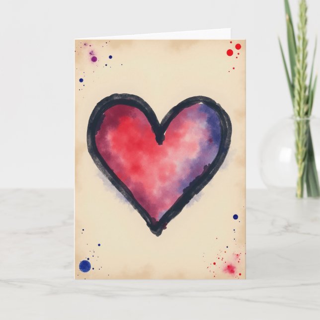 Watercolor Love Heart Art Card (Front)