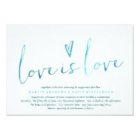 Watercolor Love is Love Gay Wedding Invitations