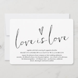 Watercolor Love is Love Gay Wedding Invitations