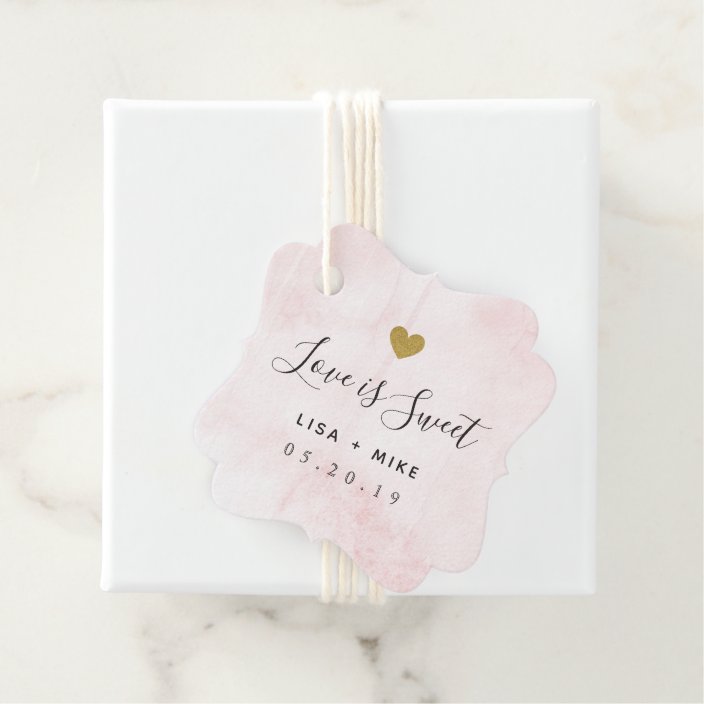 Watercolor Love Is Sweet Custom Wedding Candy Favor Tags Zazzle Com