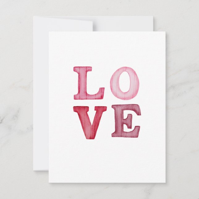 Watercolor Love Typography Valentine's Day Card (Front)