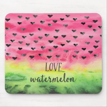 Watercolor Love Watermelon Hearts Mouse Pad by GiftsGaloreStore at Zazzle