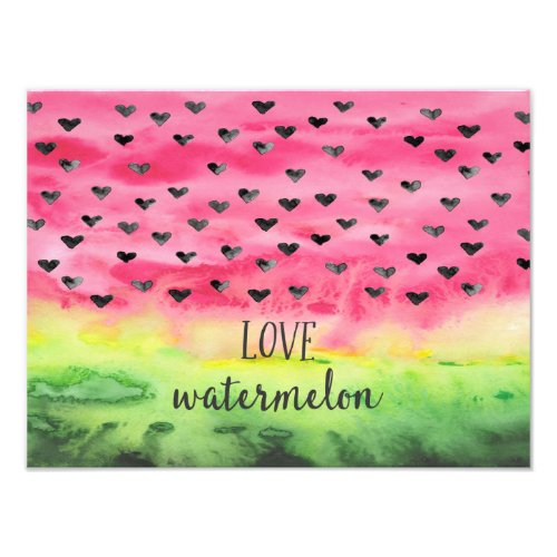 Watercolor Love Watermelon Hearts Photo Print