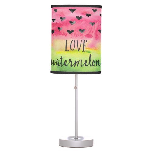 Watercolor Love Watermelon Hearts Table Lamp