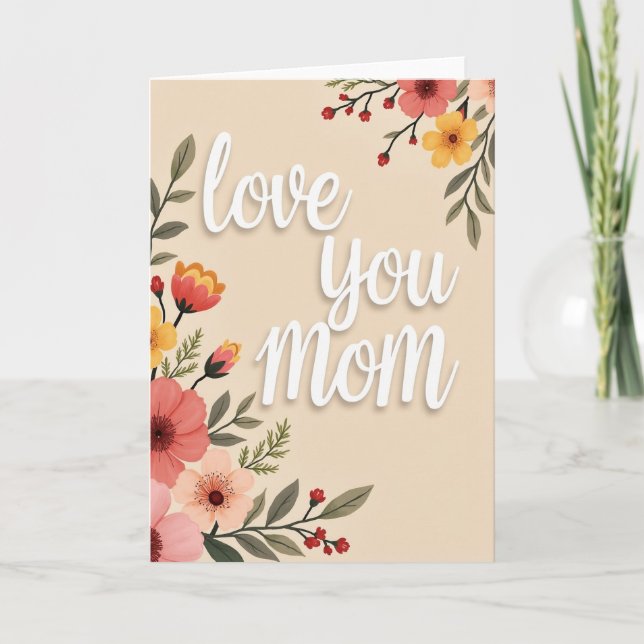 Watercolor Love You Mom Card (Front)