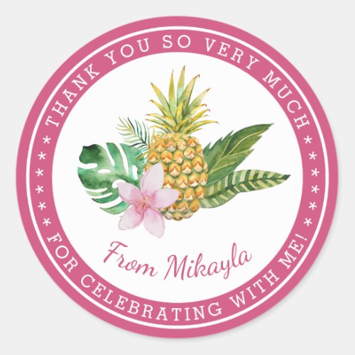 Watercolor Luau Thank You Favor Stickers