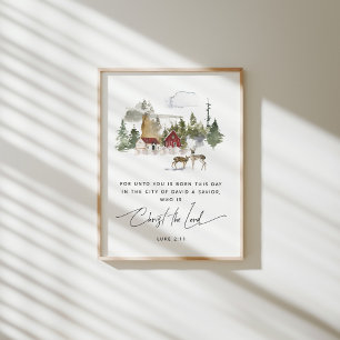 Watercolor Luke 2:11 Christmas bible verse poster