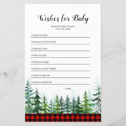 Watercolor Lumberjack Wishes for Baby Game