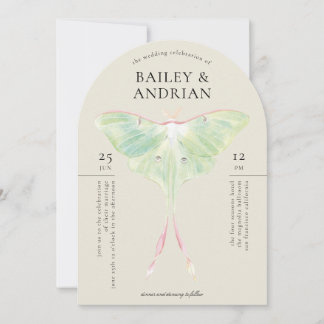 Watercolor Luna Moth Wedding Invitation