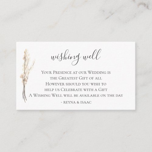 Watercolor Lunaria Wedding Wishing Well Enclosure Card