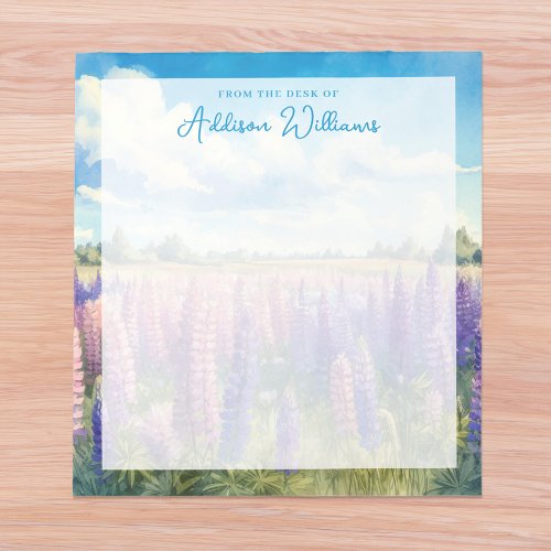 Watercolor Lupine Wildflowers Custom Name Notepad