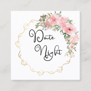 Watercolor Lush Blush Pink Floral Date Night Card