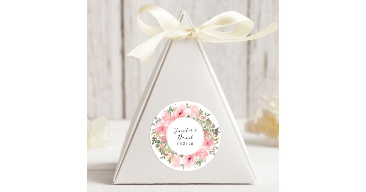 Watercolor Lush Blush Pink Floral Wedding Classic Round Sticker | Zazzle