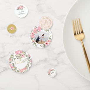 Watercolor Lush Blush Pink Floral Wedding Confetti