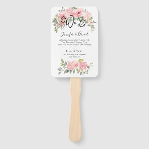 Watercolor Lush Blush Pink Floral Wedding Program Hand Fan