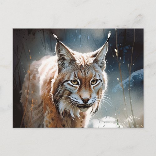 Watercolor Lynx Postcard