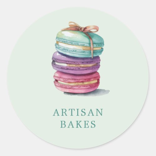 Watercolor Macaron Baker Pastry Chef Mint Green Classic Round Sticker