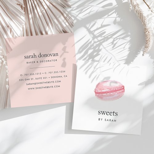 Watercolor Macaron Square Business Card