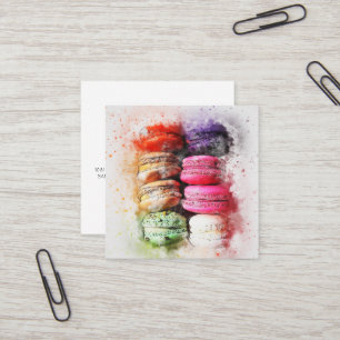 Watercolor Macaron Cookie Business Card