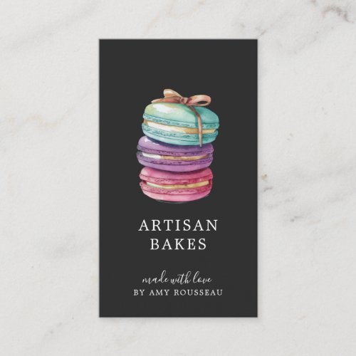 Watercolor Macaron Cookies Baker Pastry Chef   Business Card