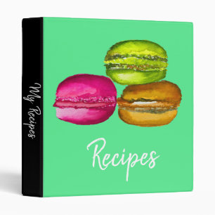 Watercolor macaron French cooking recipe art 3 Ring Binder