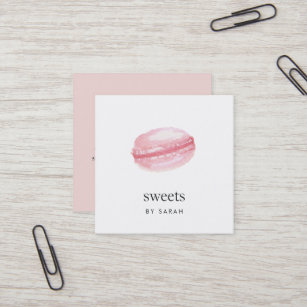 Watercolor Macaron Square Business Card