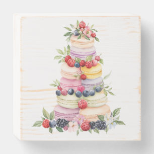 Watercolor Macaron Tower Wood Wall Art  Wooden Box Sign