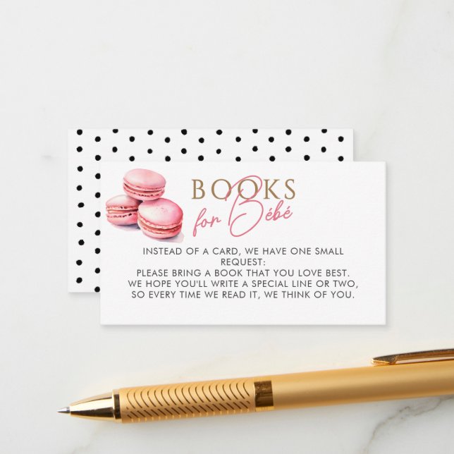 Watercolor Macarons Books for Bébé Baby Shower Enclosure Card (Front/Back In Situ)
