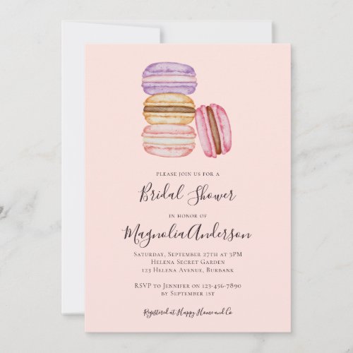 Watercolor Macarons Bridal Shower Invitation