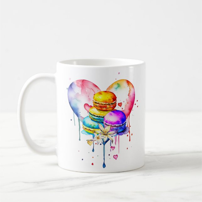 Watercolor Macarons Coffee Mug (Left)